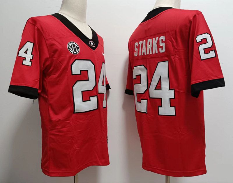 Men Georgia Bulldogs #24 Starks Red 2024 Nike Vapor NCAA Jersey